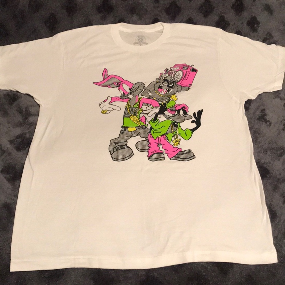 Neon Looney Tunes White T Shirt